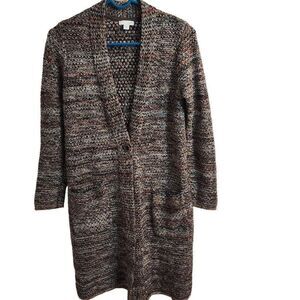 J Jill XS NWOT Long Button Front Marled Cardigan